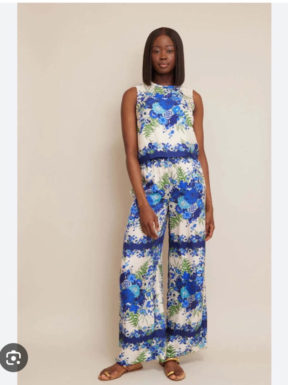 Cara Cara Blue Bombay Silk Set Mackenzie Top and Samantha Pant